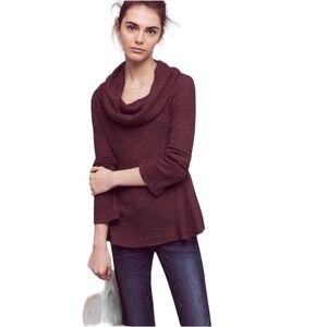 Anthropologie Postmark Burgundy Maurisa Cowl Neck Thermal Sweater Size Small
